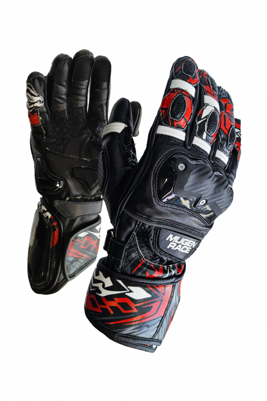 MUGENRACE MOONE Motocicleta Couro Luvas Vermelho Preto