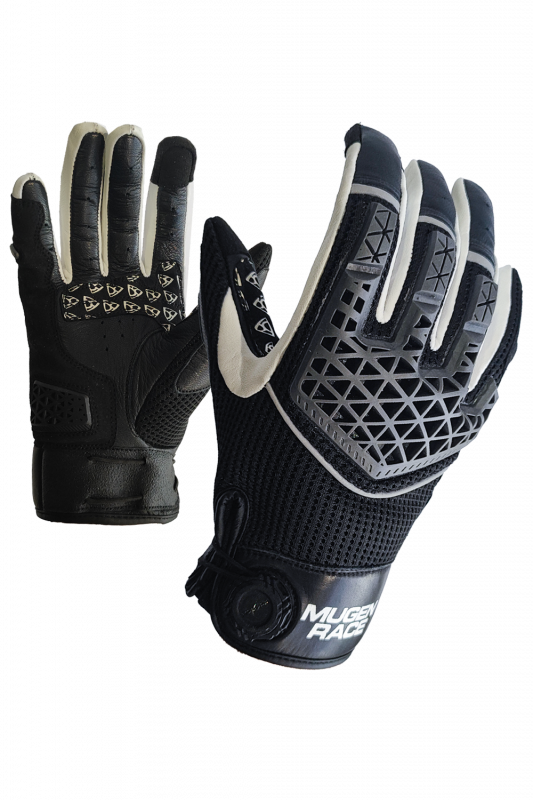 MUGENRACE X-AIR Motocicleta Couro Curtas Luvas Pretas Brancas