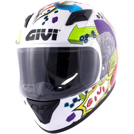 GIVI J.04 POOFD Moto Junior Integral Capacete Gráfico Branco – 1 – Maximomoto PT