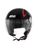 GIVI 10.7 MINI-JD ICARUS Moto Mini Jet Capacete Preto Branco Vermelho