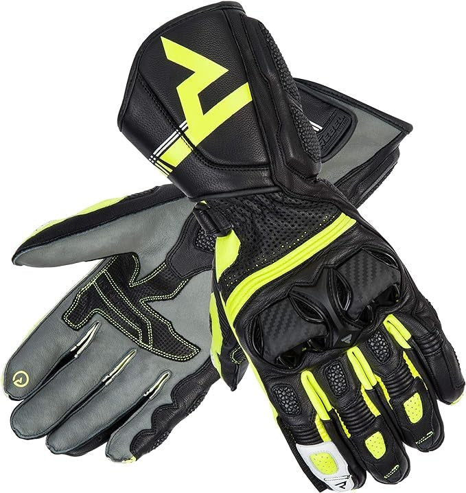 REBEL HORN - GUANTES PIEL ST LONG NEGRO/GRIS/VERDE FLOR – 3 – Maximomoto PT