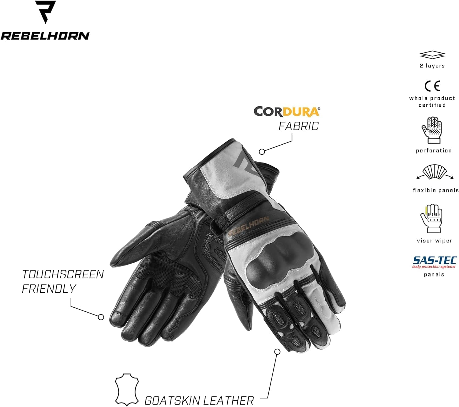 REBEL HORN - GUANTES PIEL PATROL LADY BLACK/GRE – 3 – Maximomoto PT