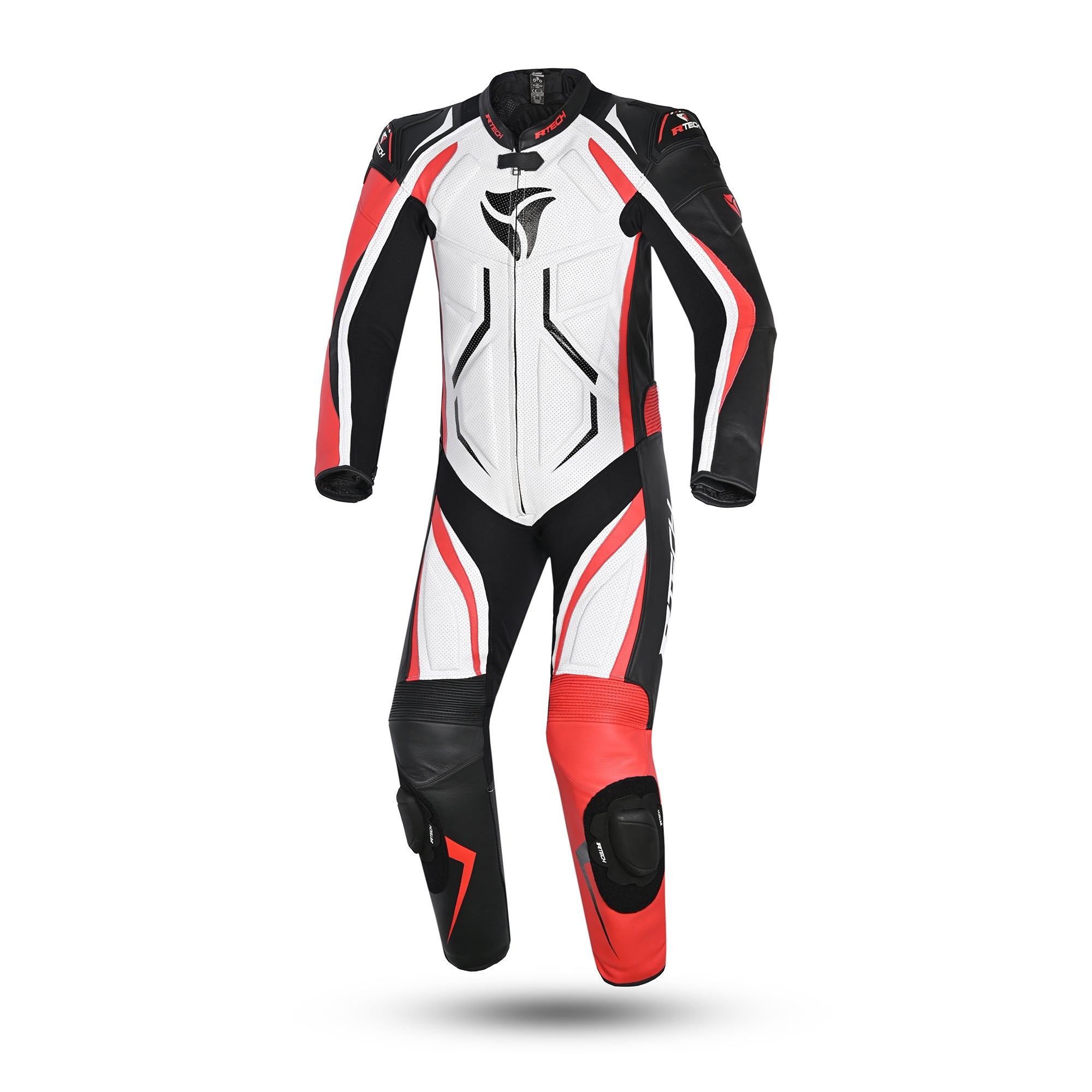 R-TECH MONO 1 PC DEFENDER GP Motorcycle Suits White Black Red – 1 – Maximomoto PT