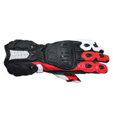 R-TECH HAWK Moto Couro Luvas Preto Vermelho