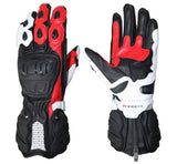 R-TECH HAWK Moto Couro Luvas Preto Vermelho