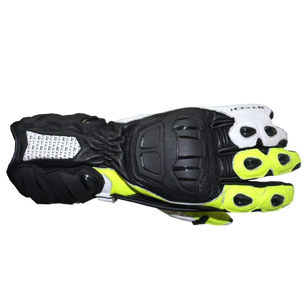 R-TECH HAWK Black Fluorescent Yellow Motorcycle Leather Gloves – 2 – Maximomoto PT