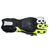R-TECH HAWK Moto Couro Luvas Preto Fluorescente Amarelo