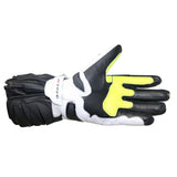 R-TECH HAWK Moto Couro Luvas Preto Fluorescente Amarelo