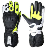 R-TECH HAWK Moto Couro Luvas Preto Fluorescente Amarelo