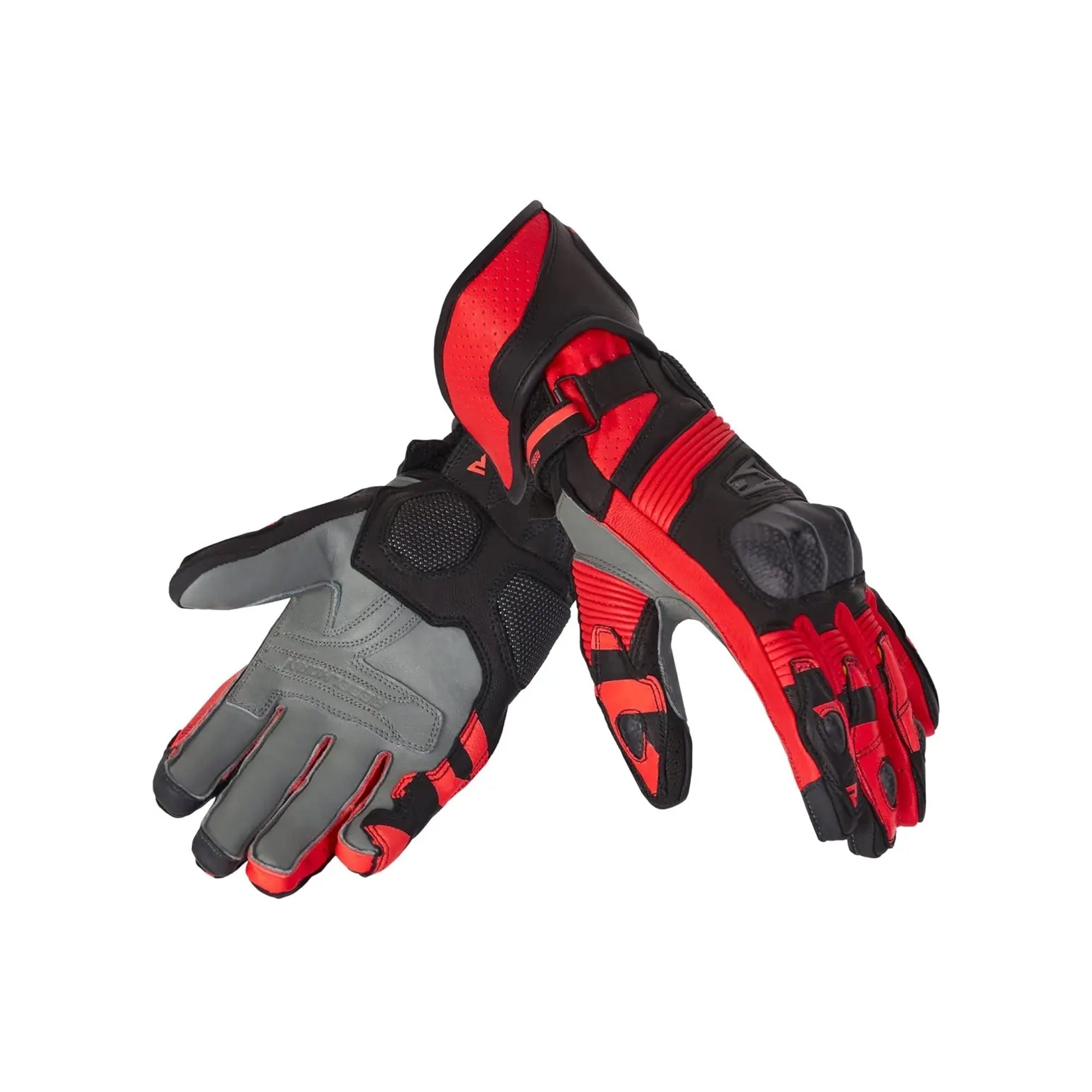 REBEL HORN - FIGHTER LEATHER GLOVES BLACK/RED FLUORESCENT – 1 – Maximomoto PT