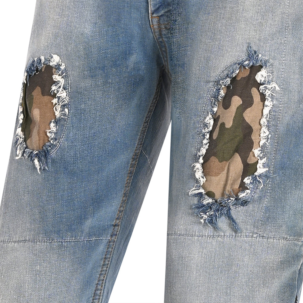 BELA STONE Jean Moto Calcas CE Approved AA Camuflagem Azul