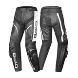BELA X RACE Moto Couro Calcas Preto Antra Branco