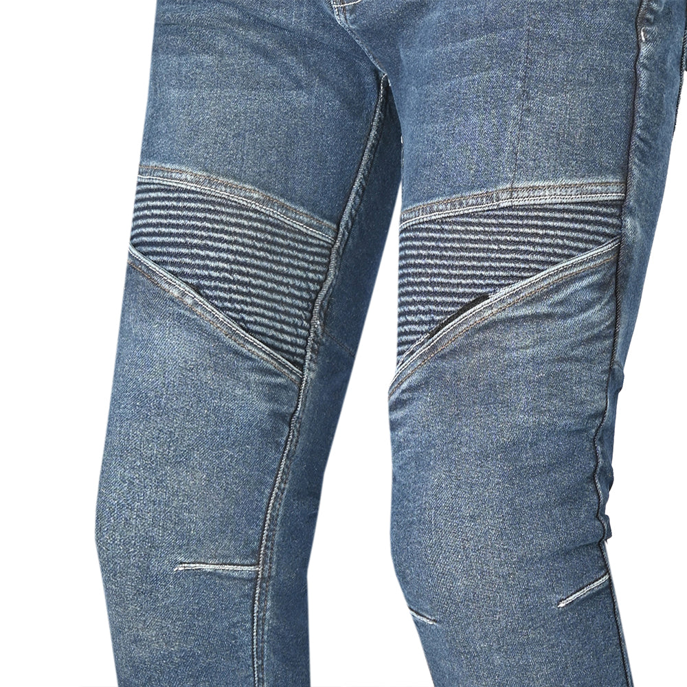 Bela Rosekin Motocicleta mulher Denim Calças ganga Azul