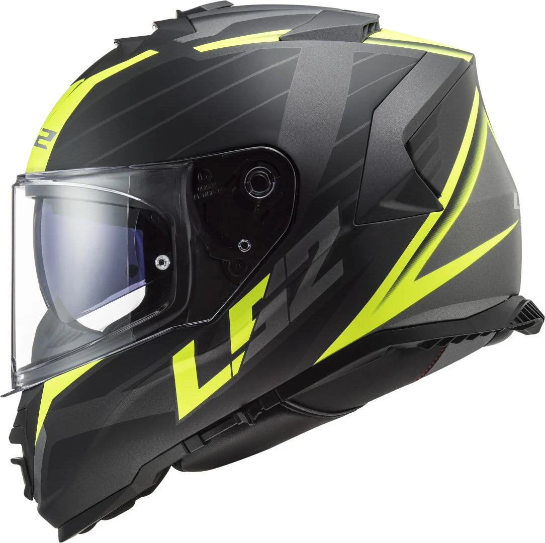 LS2 FF800 STORM II NERVE H-V Moto Capacete Preto Preto Amarelo