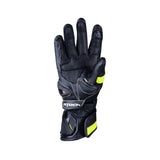R-TECH ROBO Moto Senhora Couro Luvas Preto Fluorescente Amarelo