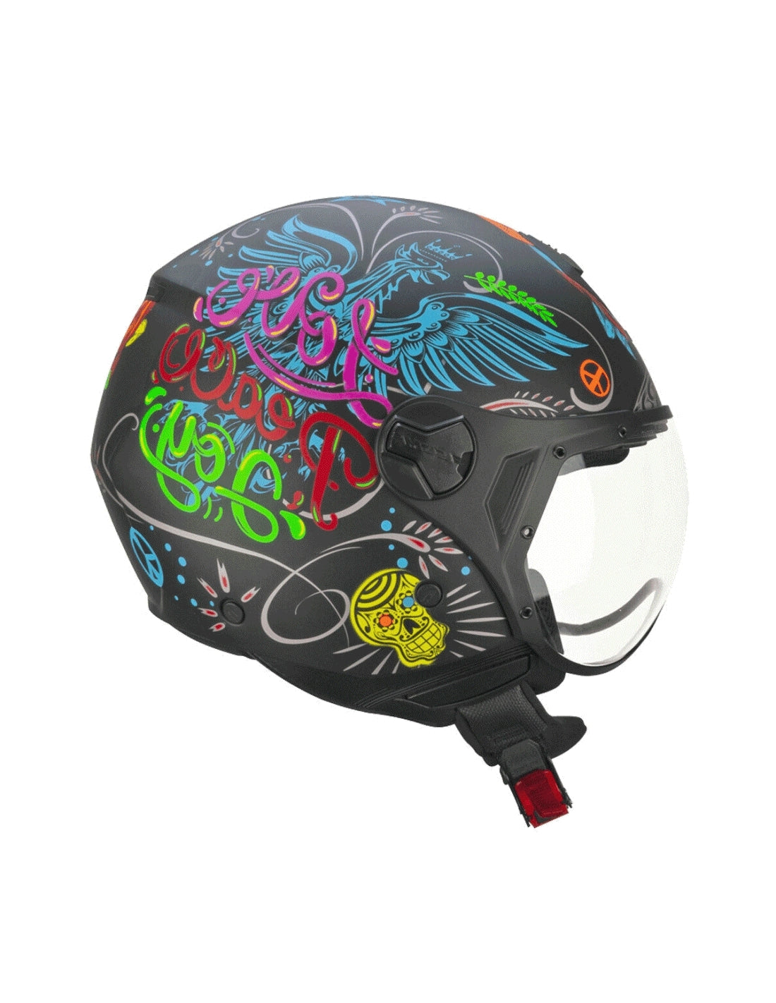 CGM 167S FLO JOY JET CASCO MOTO NERO AZZURRO VERDE OPACO SAGOMATA – 1 – Maximomoto PT