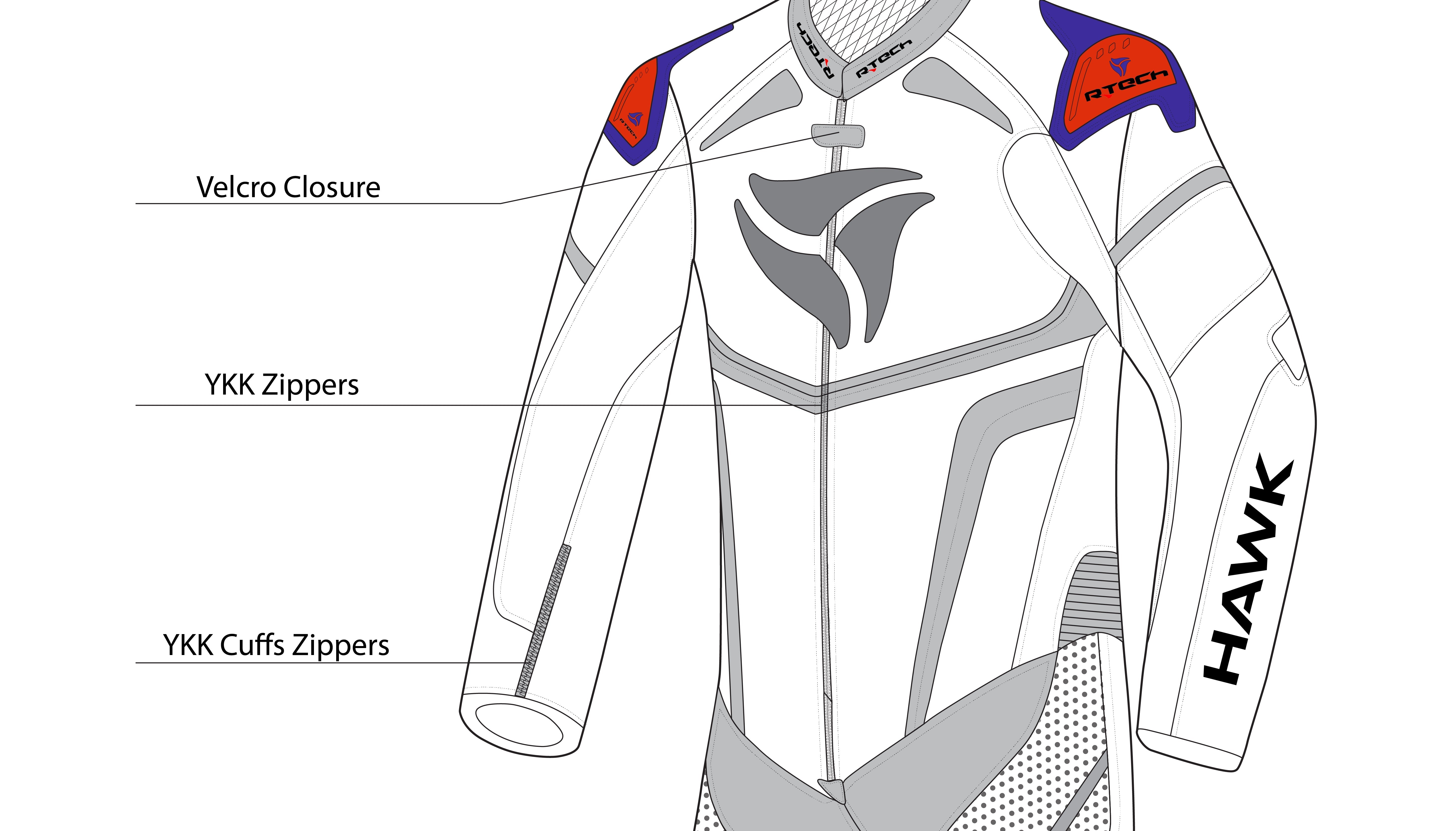 R-TECH HAWK MONO 1 PC Motorcycle Suits Black White – 9 – Maximomoto PT