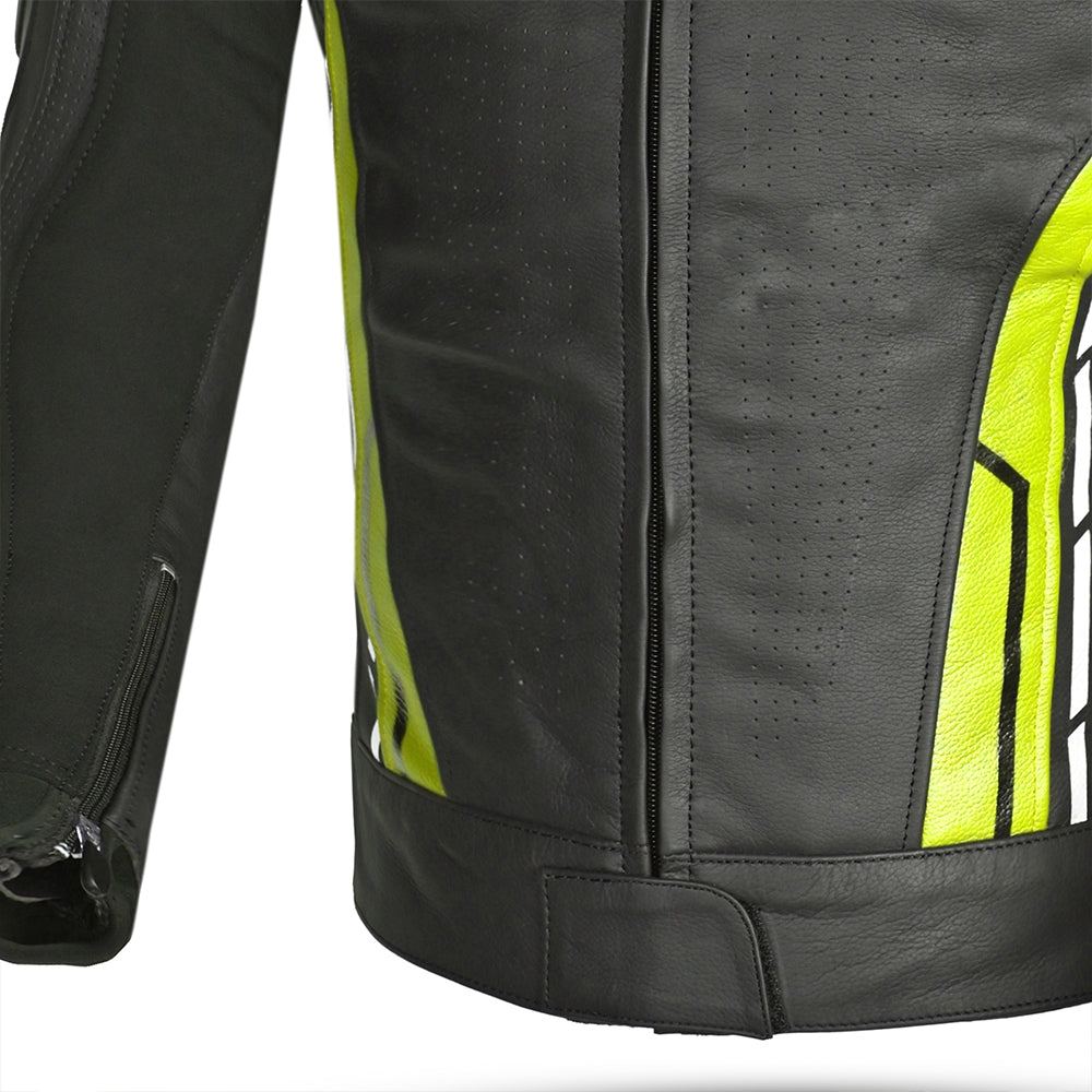 BELA Rocket Homem Moto Piel Casacos Preto Fluor Amarelo