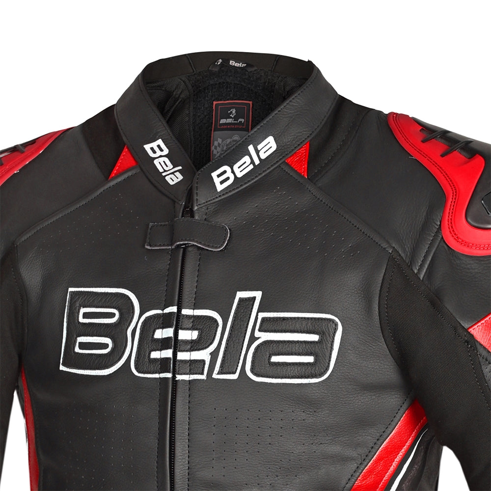 BELA Rocket Men's Motorcycle Leather Jackets Black Red – 6 – Maximomoto PT