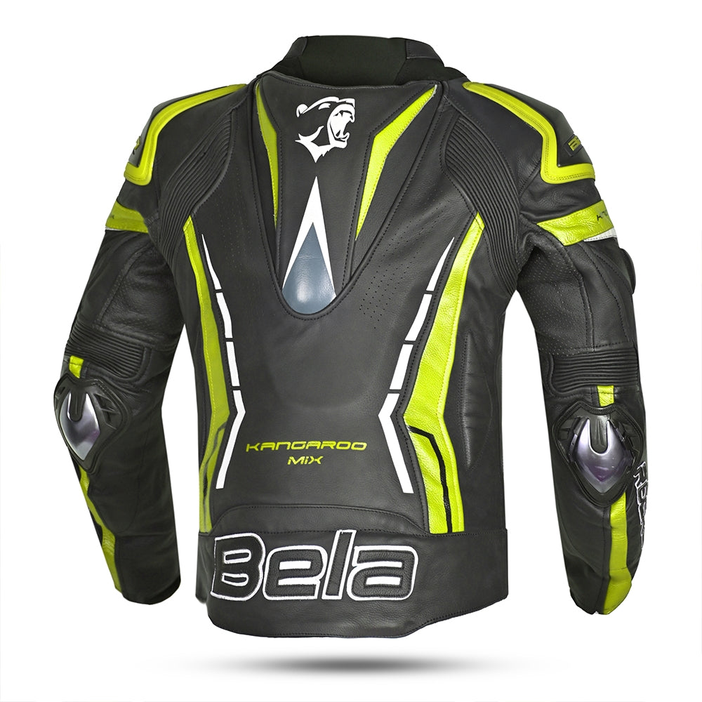BELA Rocket Homem Moto Piel Casacos Preto Fluor Amarelo