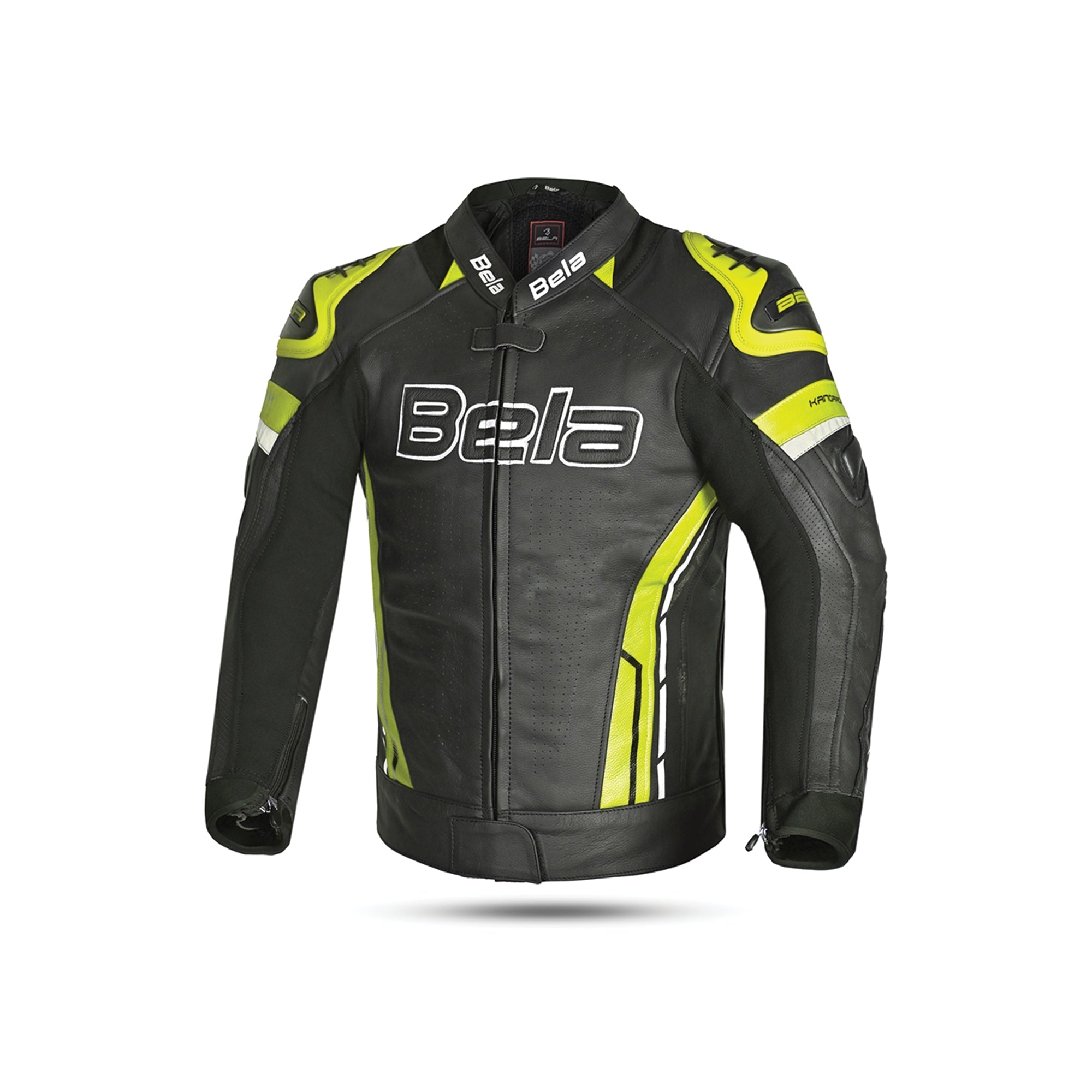 BELA Rocket Homem Moto Piel Casacos Preto Fluor Amarelo