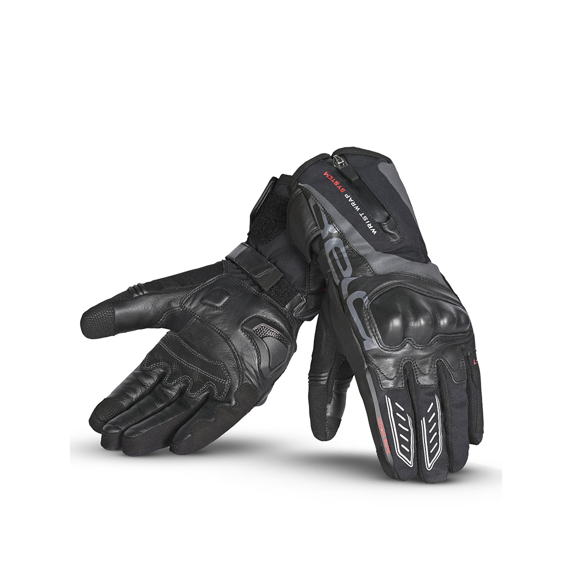 BELA WINTER WP Moto Couro Luvas Preto