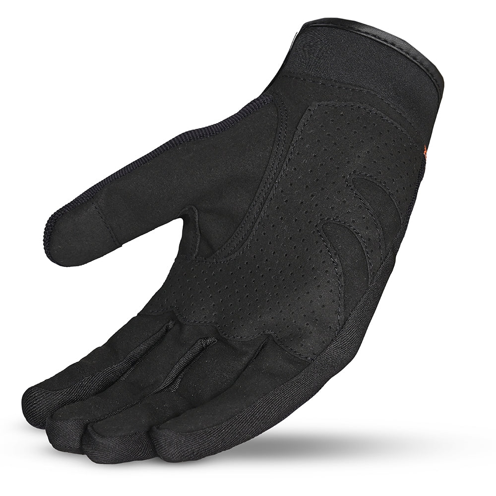SHUA SHOT Moto Textil Curto Luvas Preto Laranja