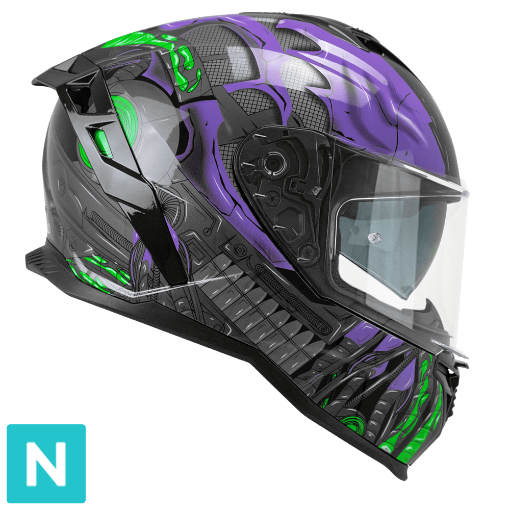 CGM SHOT VILLAIN 363R Moto Intrgral Capacete Preto Verde Roxo – 2 – Maximomoto PT