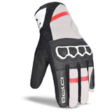 BELA TRACKER WINTER WP Moto Couro Luvas Preto Branco Vermelho