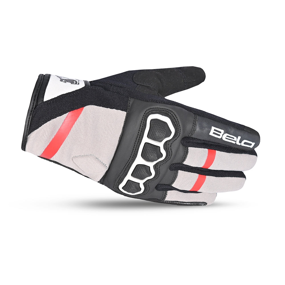BELA TRACKER WINTER WP Moto Couro Luvas Preto Branco Vermelho