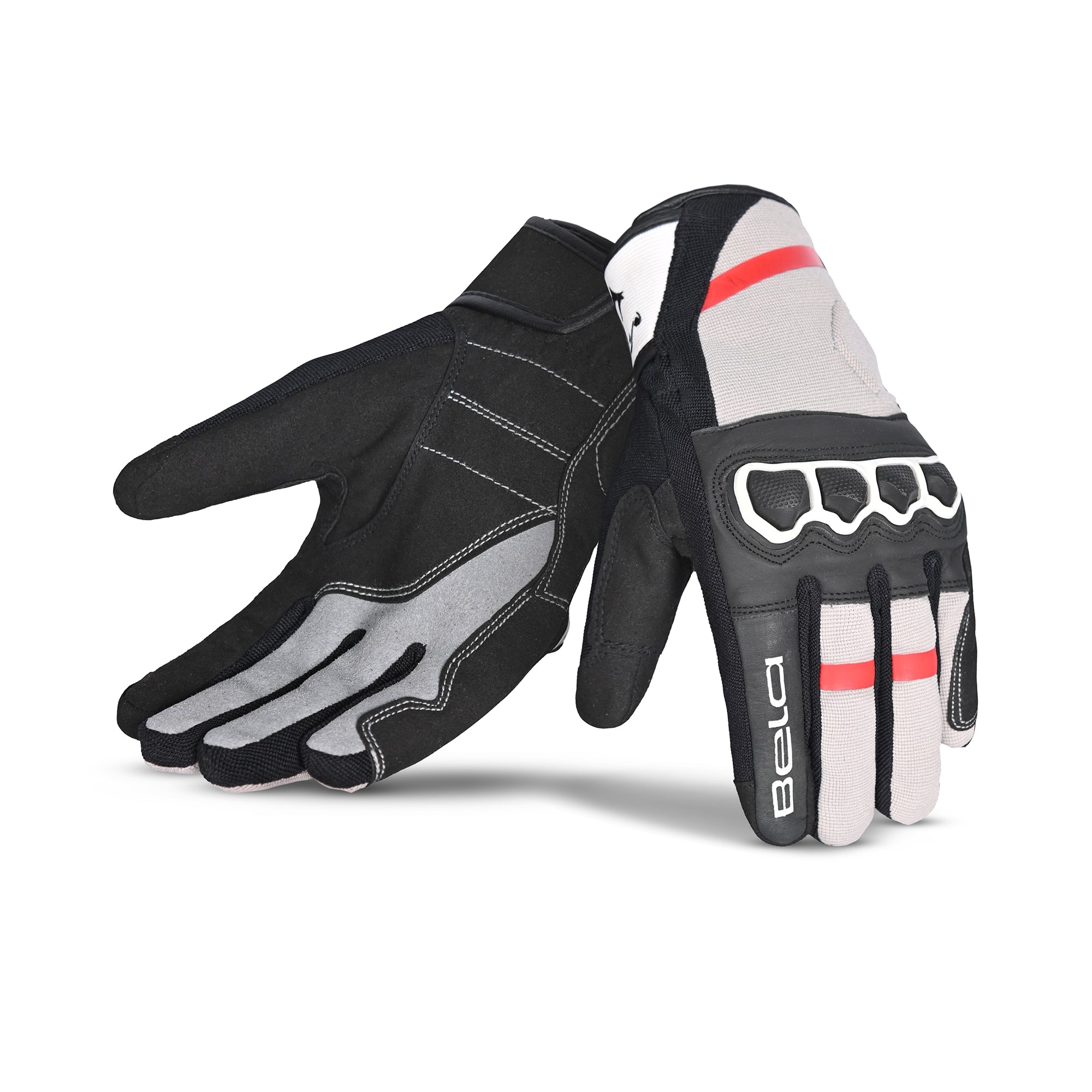 BELA TRACKER WINTER WP Moto Couro Luvas Preto Branco Vermelho