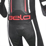 BELA X RACE 1 PC Couro Moto Fatos Preto Branco Vermelho
