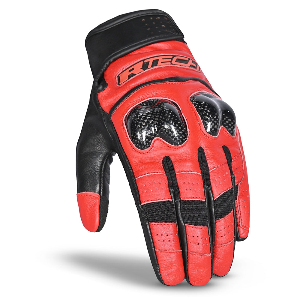 R-TECH FALCON Motorcycle Leather Summer Gloves Black Red – 2 – Maximomoto PT