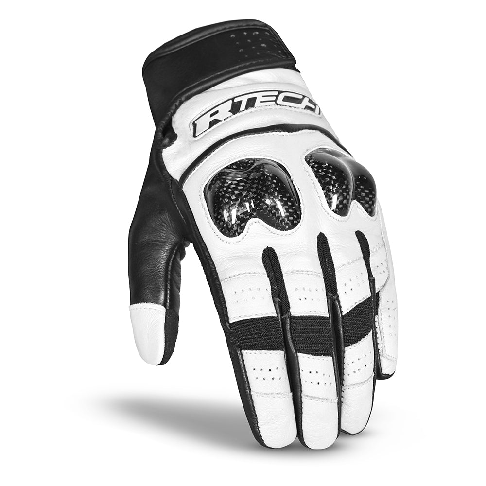 R-TECH FALCON Motorcycle Leather Summer Gloves Black White – 2 – Maximomoto PT