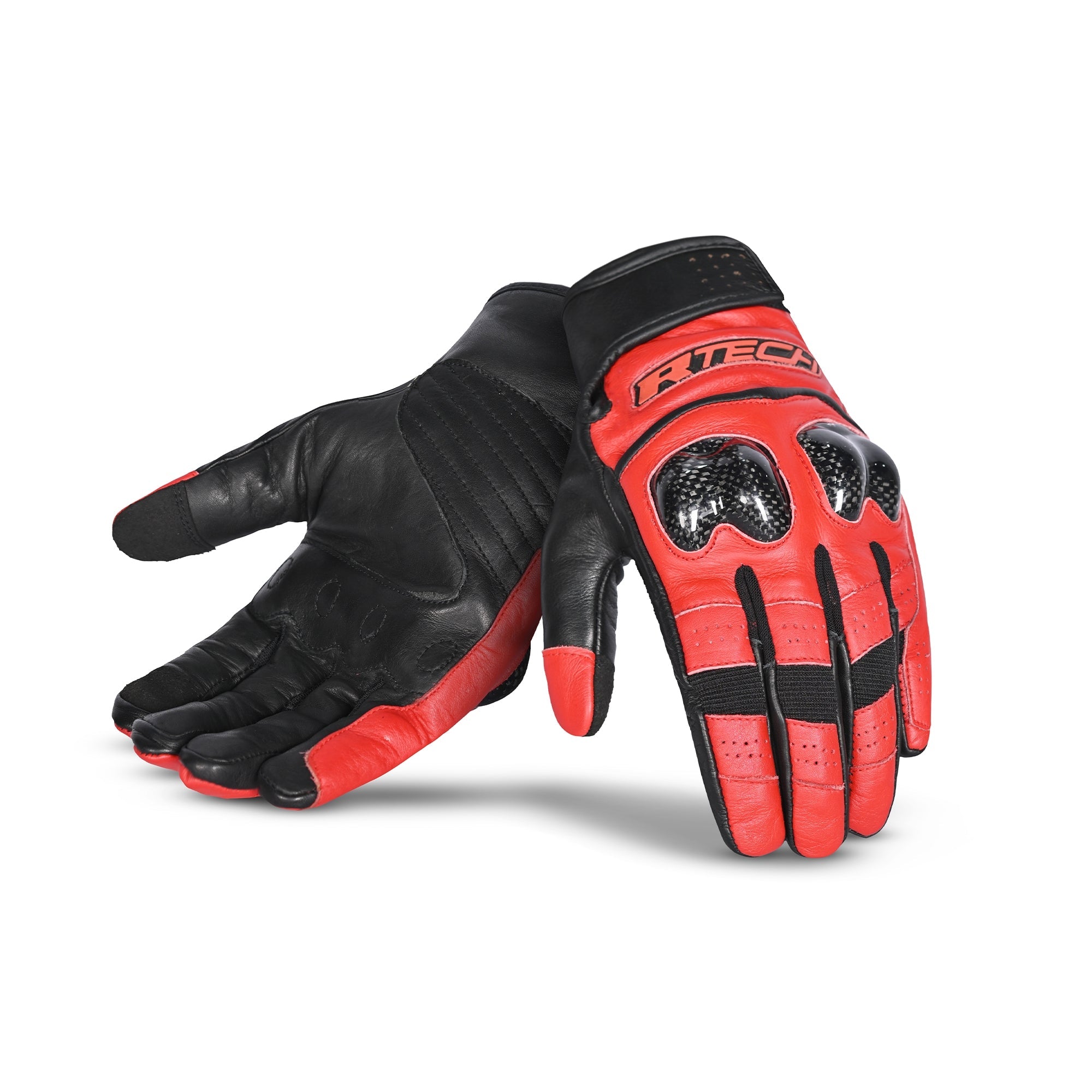 R-TECH FALCON Motorcycle Leather Summer Gloves Black Red – 1 – Maximomoto PT