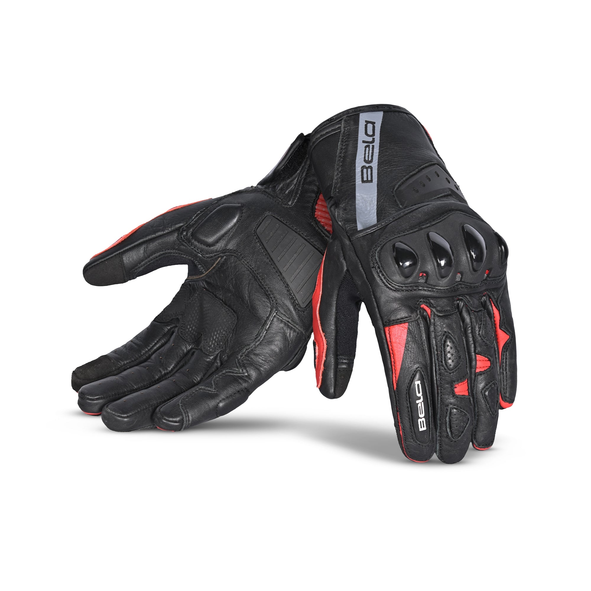 BELA BLAST Men's Motorcycle Leather Gloves Black Red – 1 – Maximomoto PT