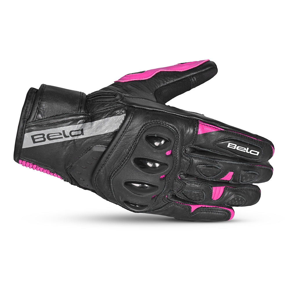 BELA BLAST Motorcycle Leather Gloves for Women, Black and Pink – 3 – Maximomoto PT