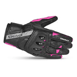 BELA BLAST Moto Couro Luvas Senhora Preto Rosa