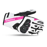 BELA BLAST Moto Senhora Couro Luvas Preto Branco Rosa