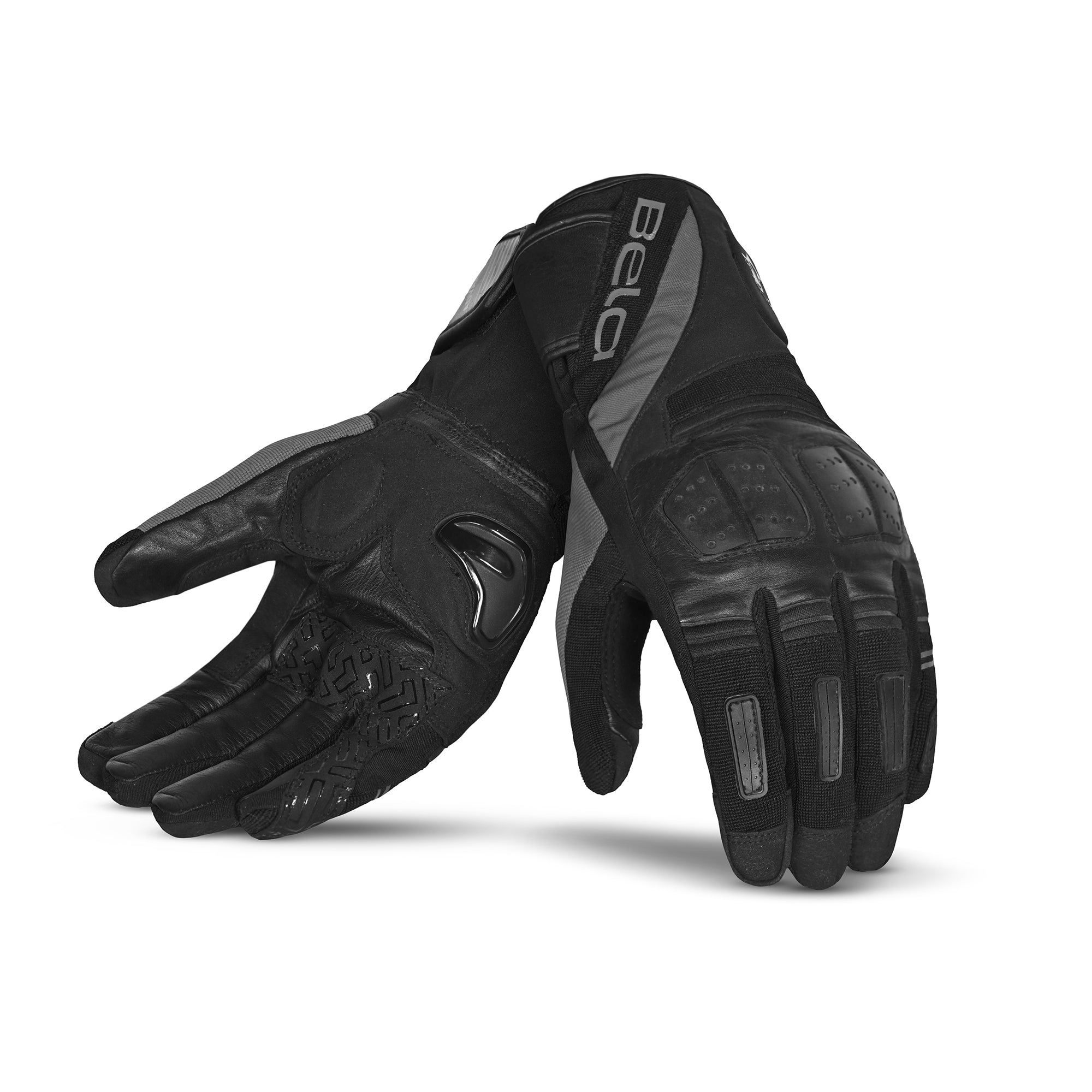 BELA HIGHWAY WINTER WP Moto Couro Luvas Preto Cinza