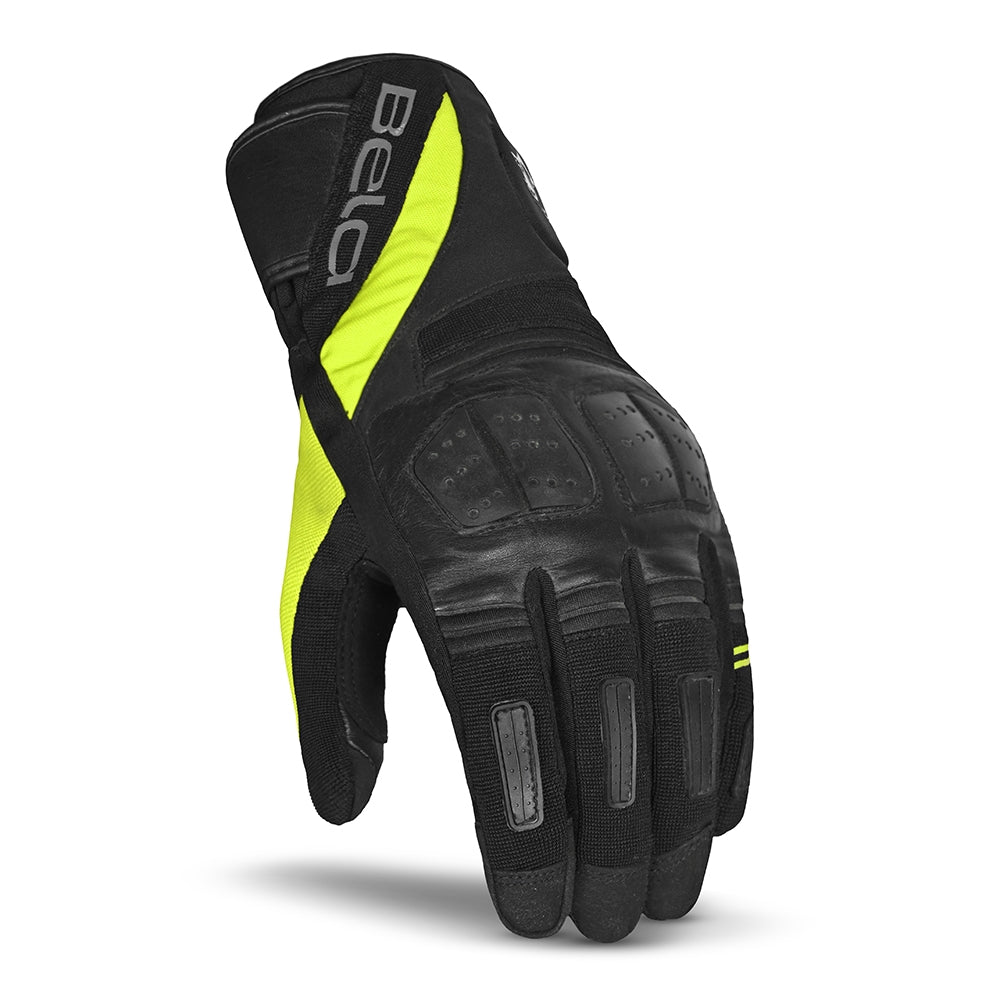BELA HIGHWAY WINTER WP Moto Couro Luvas Preto Fluorescente Amarelo