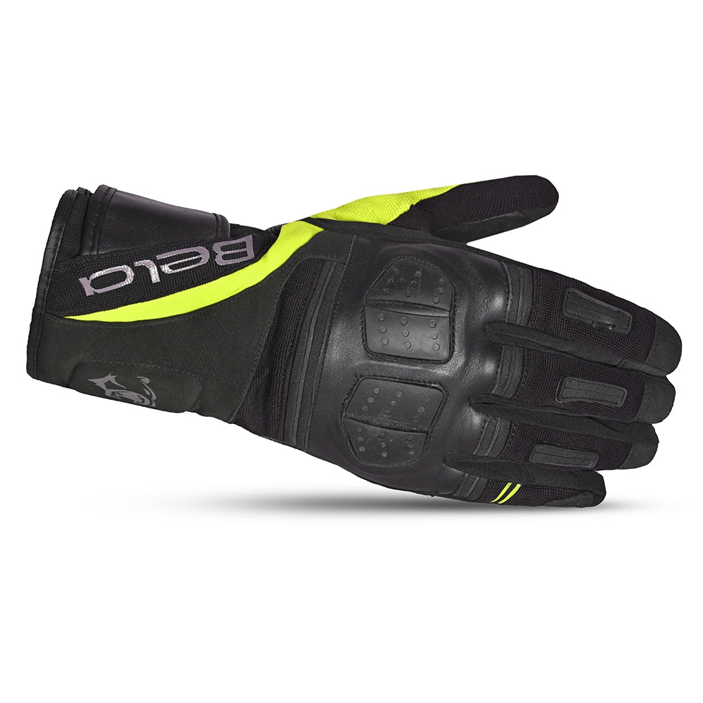 BELA HIGHWAY WINTER WP Moto Couro Luvas Preto Fluorescente Amarelo
