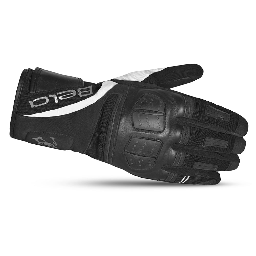 BELA HIGHWAY WINTER WP Moto Couro Luvas Preto Branco