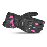 BELA VENOM RS Moto Senhora Couro Luvas Preto Rosa