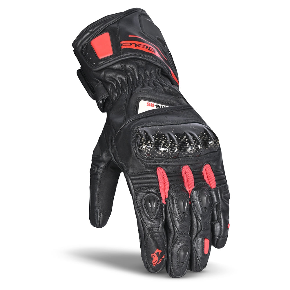 BELA VENOM RS RACING Moto Senhora Couro Luvas Preto Vermelho