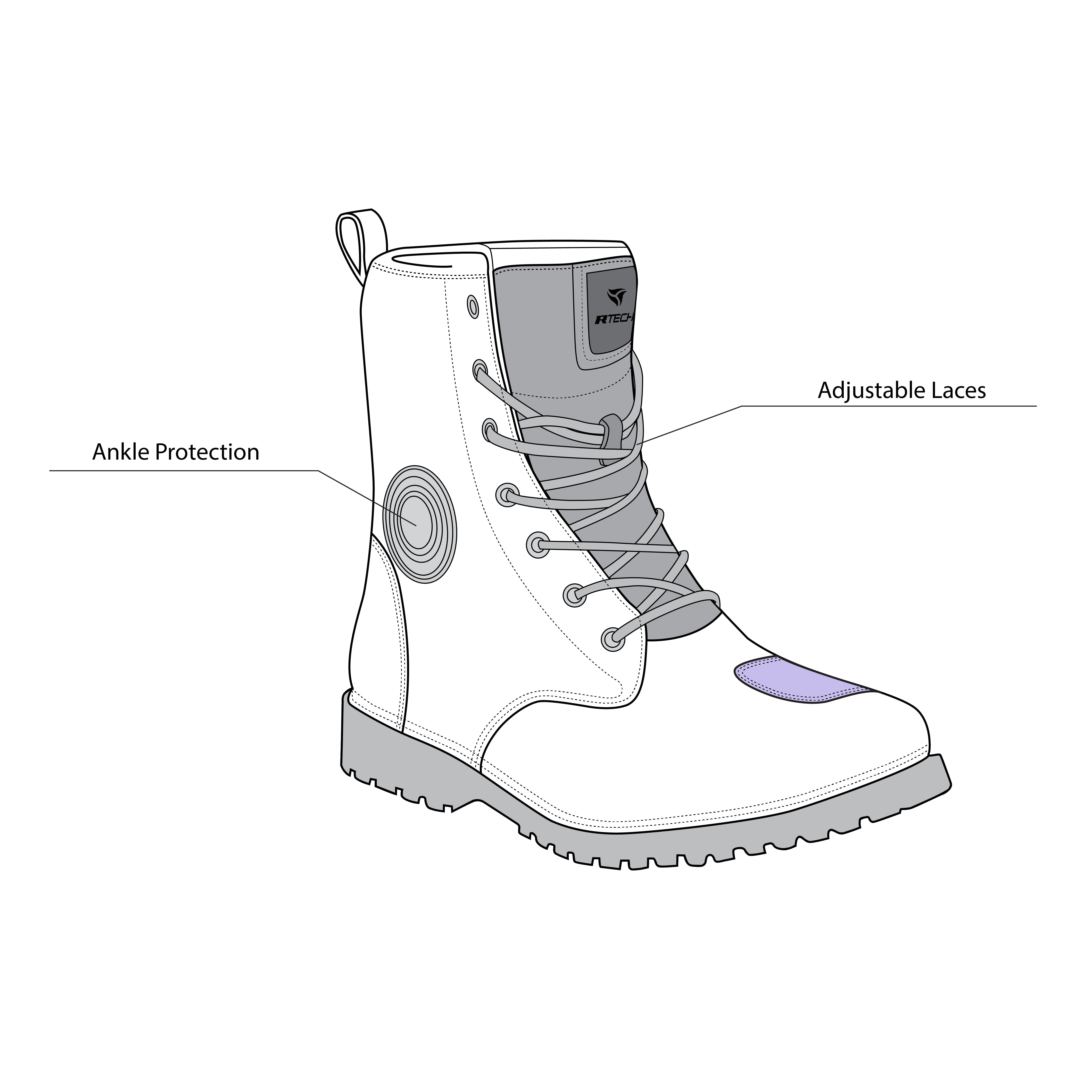 R-TECH ROYAL WP Moto Couro Botas Preto - Imagem vetorial 4 de botas