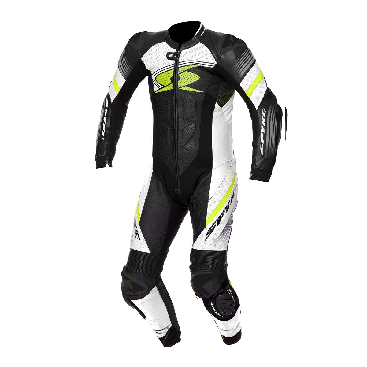 SPYKE - ESTORIL RACE 1PC SUIT BLACK/WHITE/FLUO YELLOW - SECURTEX MOTOR S.L (t/a MaximoMoto)