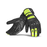 BELA ICE WINTER WP Moto Couro Luvas Pretas Amarelas