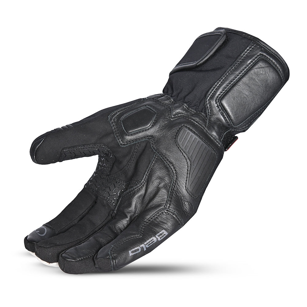 BELA ICE WINTER WP Moto Couro Luvas Preto Branco Vermelho