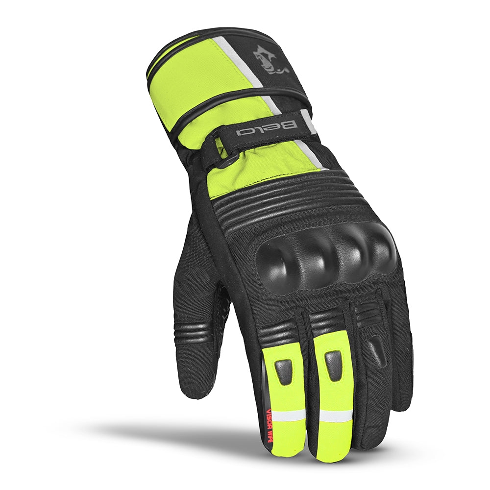 BELA ICE WINTER WP Moto Couro Luvas Pretas Amarelas